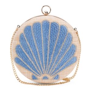Shell Design Blue and Cream Clutch